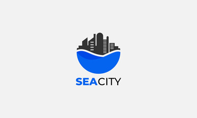 Modern Sea City Logo Design Vector