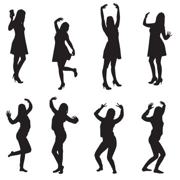 silhouette of a woman dancing. Silhouettes of sexy beautiful women dancing