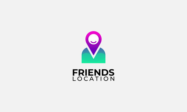 Pin GPS Map People Friend Location logo design