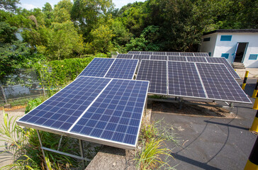 2022 Nov 20,Hong Kong. Close up of  solar panels in outdoor.