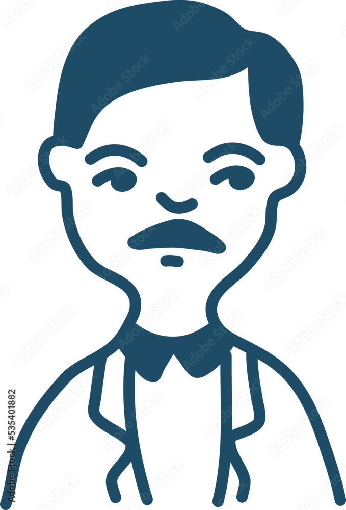 Canvas Prints Man with moustache, illustration, vector on a white background.