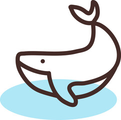 Brown whale in water, illustration, vector on a white background.