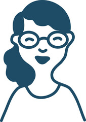 Girl with curly hair and glasses, illustration, vector on a white background.