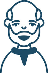 Old man with beard, illustration, vector on a white background.