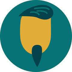 Man with small long beard, illustration, vector on a white background.