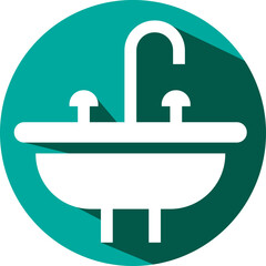 White bathroom sink, illustration, vector on a white background.