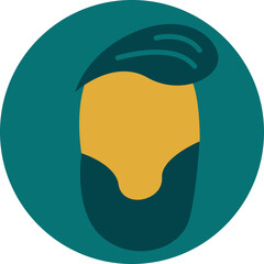 Man with dark hair and thick beard, illustration, vector on a white background.