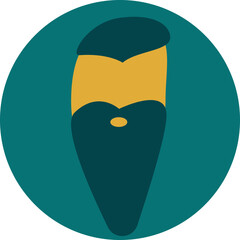 Man with thick long beard, illustration, vector on a white background.
