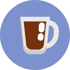 Breakfast black coffee, illustration, vector on a white background.