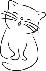 Cat sitting, illustration, vector on a white background.