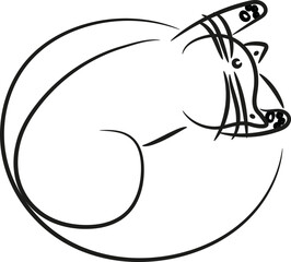 Fototapeta premium Cat on pillow, illustration, vector on a white background.