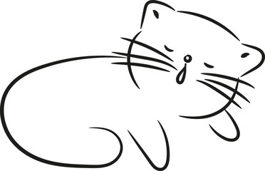 Tired cat, illustration, vector on a white background.