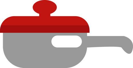 Cooking pan with lid, illustration, vector on a white background.