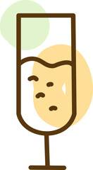 Champagne in glass, illustration, vector on a white background.