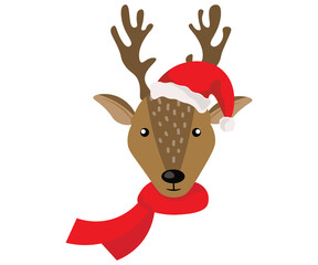 reindeer with christmas hat