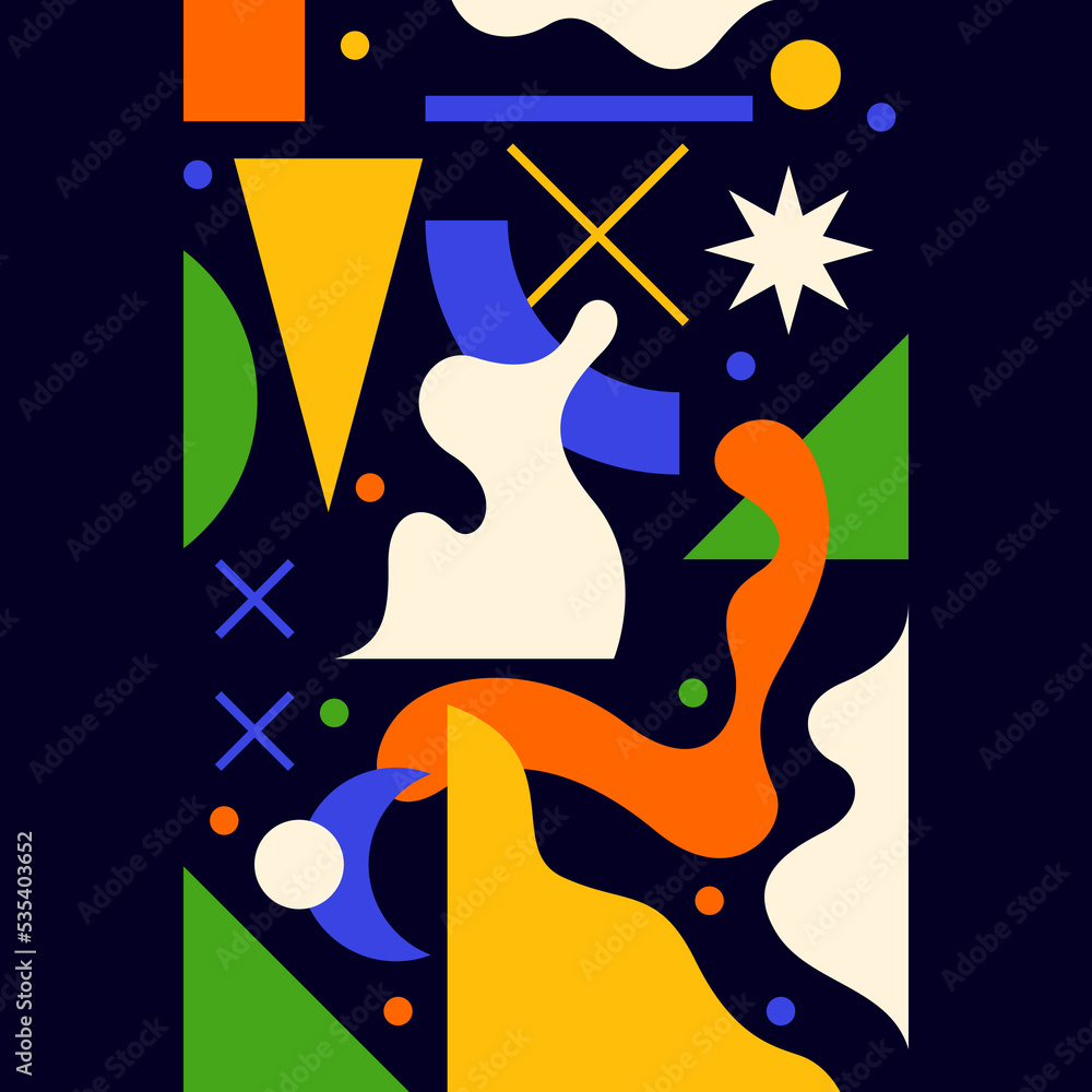Poster composition with geometric shapes. abstract background for design. trendy stylish graphics