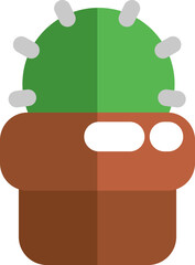 Green cactus in pot, illustration, vector on a white background.