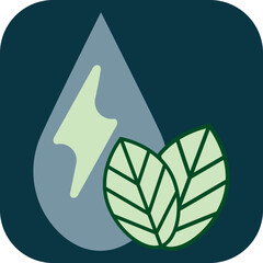 Water drop with leaves, illustration, vector on a white background.