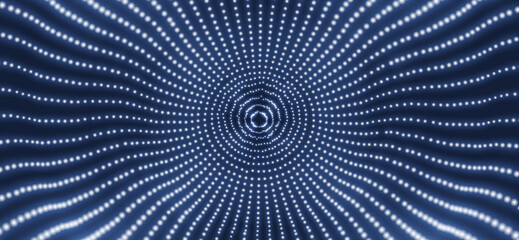Abstract science or technology background. Concept about network space or worldwide communication technology. 3D grid surface. Vector illustration with particle.