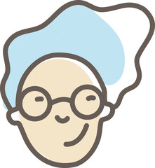 Happy grandma with her hair in ponytail, illustration, vector on a white background.