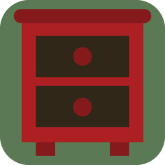 Red night stand table, illustration, vector on a white background.