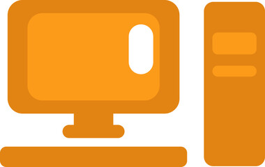 Yellow computer, illustration, vector on a white background.