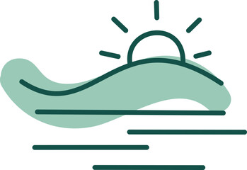 Sunset behind the hill, illustration, vector on a white background.