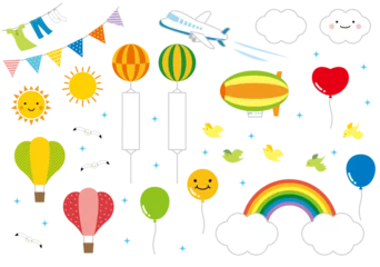 Afwasbaar Fotobehang Luchtballon Verschillende dingen in het luchtlandschap Geen achtergrondillustratie