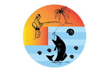 Fishing T Shirt Design PNG