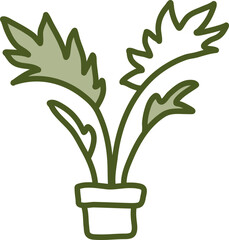 Lady palm in pot, illustration, vector on a white background.