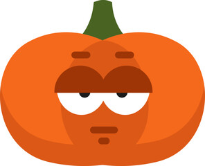 Serious pumpkin, illustration, vector on a white background.
