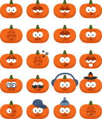 Pumpkin with feelings, illustration, vector on a white background.