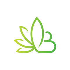 Logo Cannabis leaf with letter B. Cannabis logo design