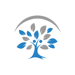 Tree people logo design. abstract tree people logo design
