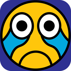 Smiley with tears, illustration, vector on a white background.
