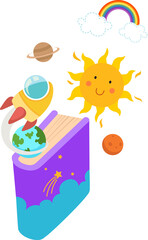 Kid book space book concept