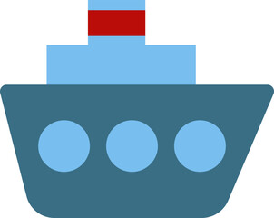 Blue ship toy, illustration, vector on a white background.