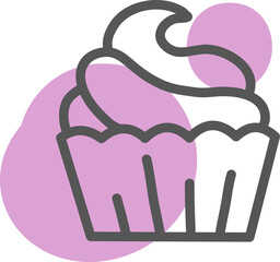 Sweet pink cupcake, illustration, vector on a white background.