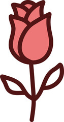 Valentines day rose flower, illustration, vector on a white background.