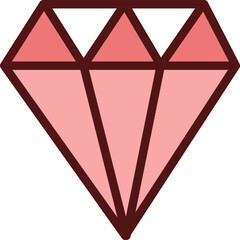 Valentines day diamond, illustration, vector on a white background.