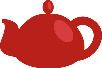 Red tea kettle, illustration, vector on a white background.