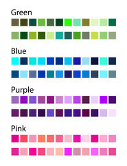 Green, Blue, Purple and Pink Colors Shades Swatches Palette