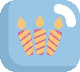 Three birthday candles, illustration, vector on a white background.