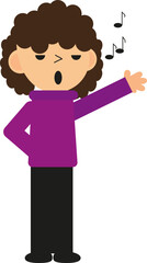 Boy singing, illustration, vector on a white background.