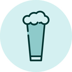 Tall glass of beer, illustration, vector on a white background.