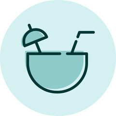 Coconut juice, illustration, vector on a white background.