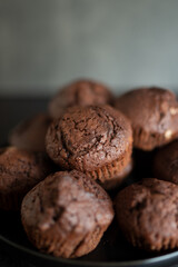 Chocolate muffins with hazelnuts 