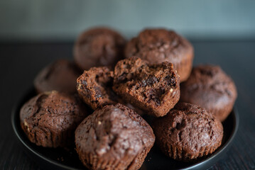 Chocolate muffins with hazelnuts 