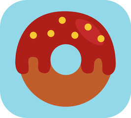 Donut with red cream, illustration, vector on a white background.