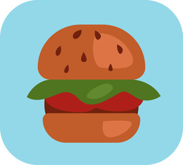 Delicious burger, illustration, vector on a white background.